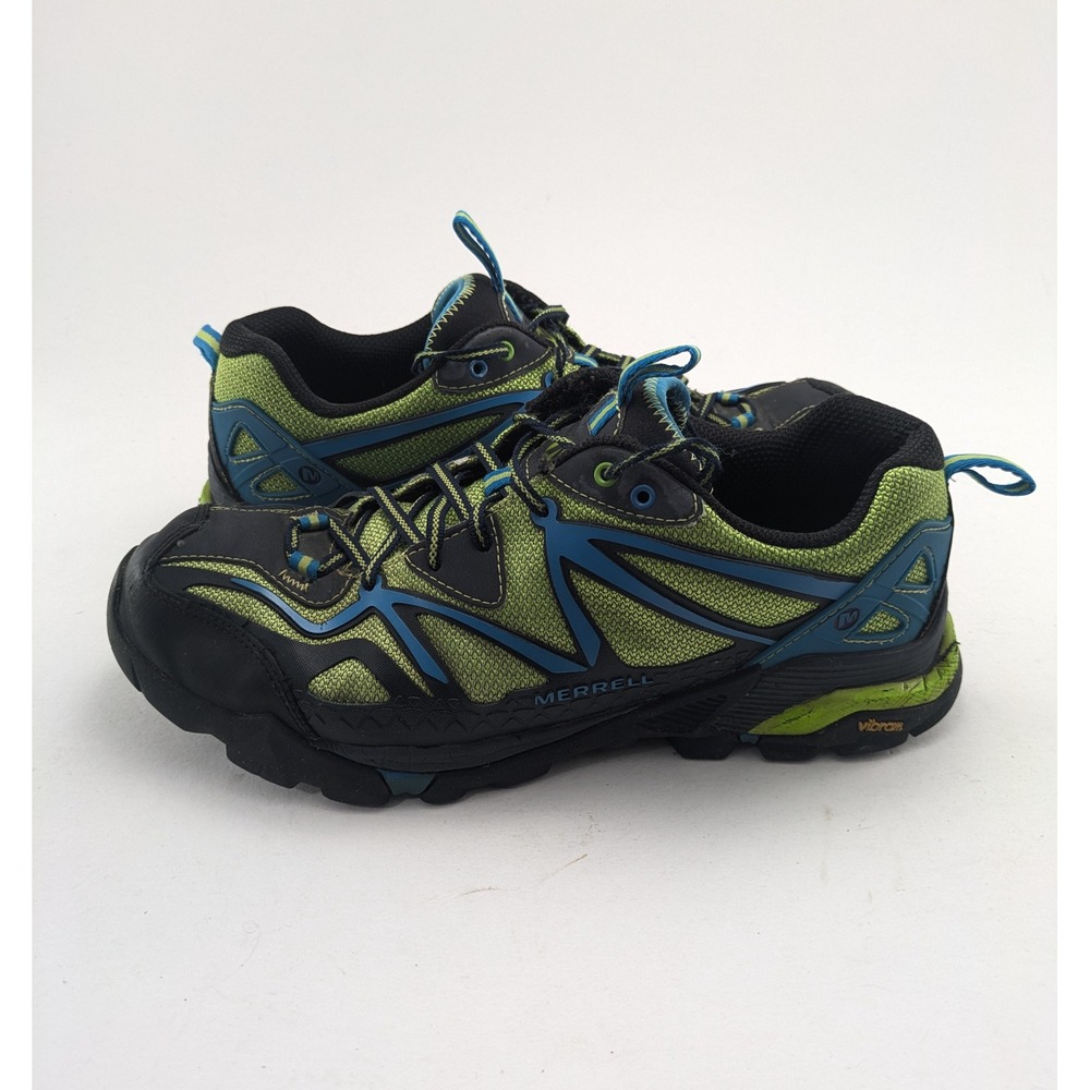 Mens Merrell Vibram Green Blue Comfort Outdoor Hiking Shoes J65053 Size 11